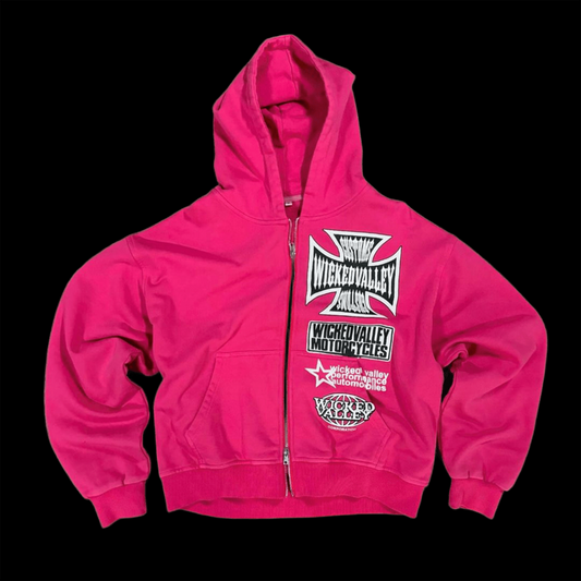 pink / white zip up