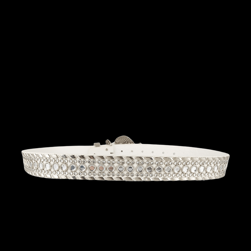 Skull buckle belt / White