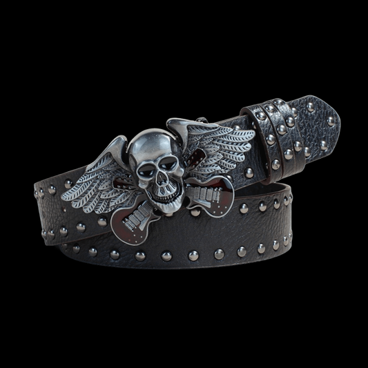 Skull biker belt / Black