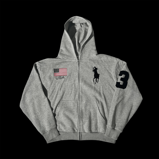 grey USA zip up