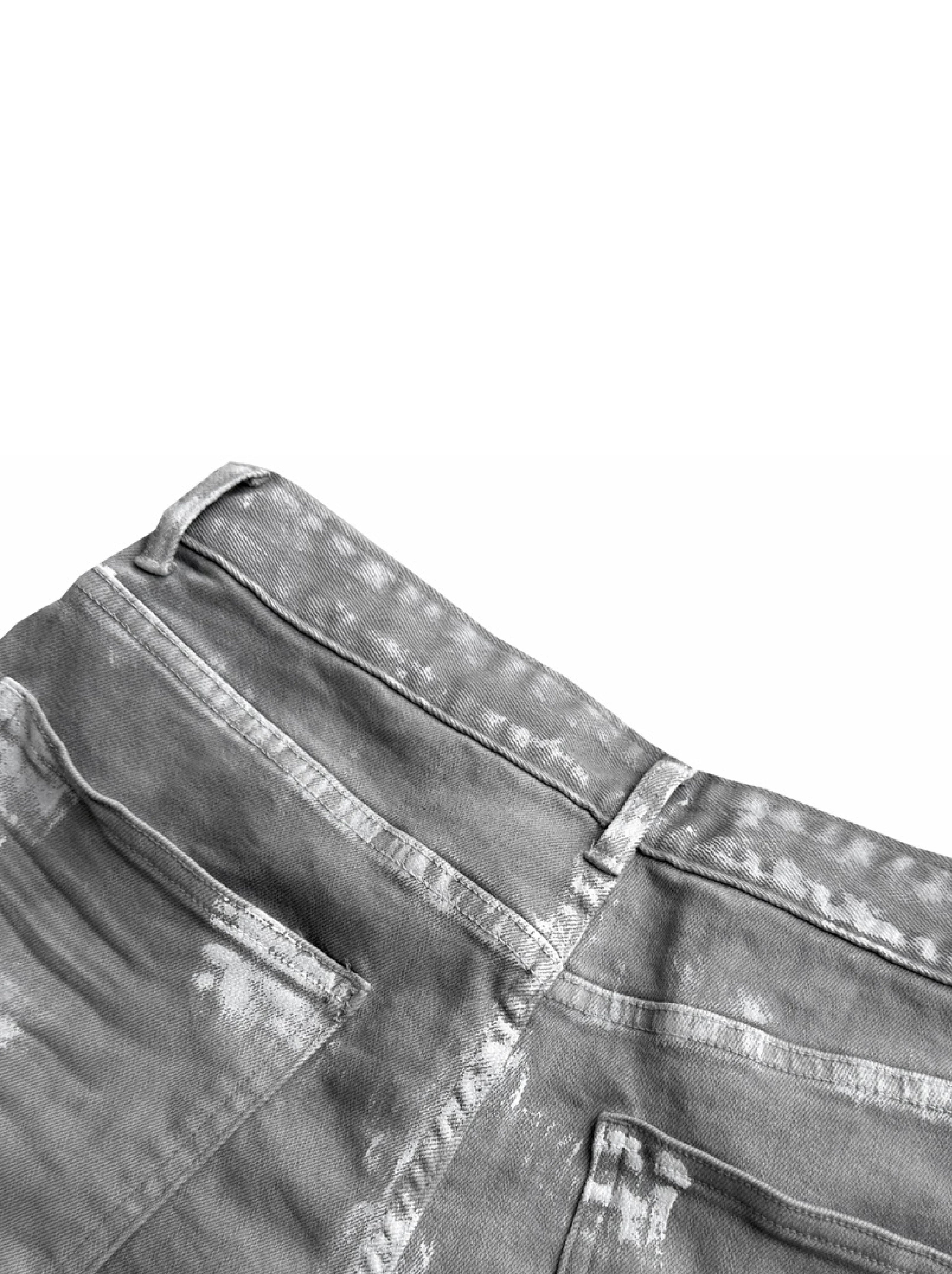 Milky Resin Waxed 3D Whisker Jeans