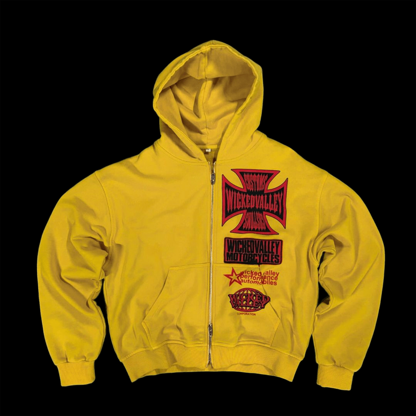 yellow / red zip up