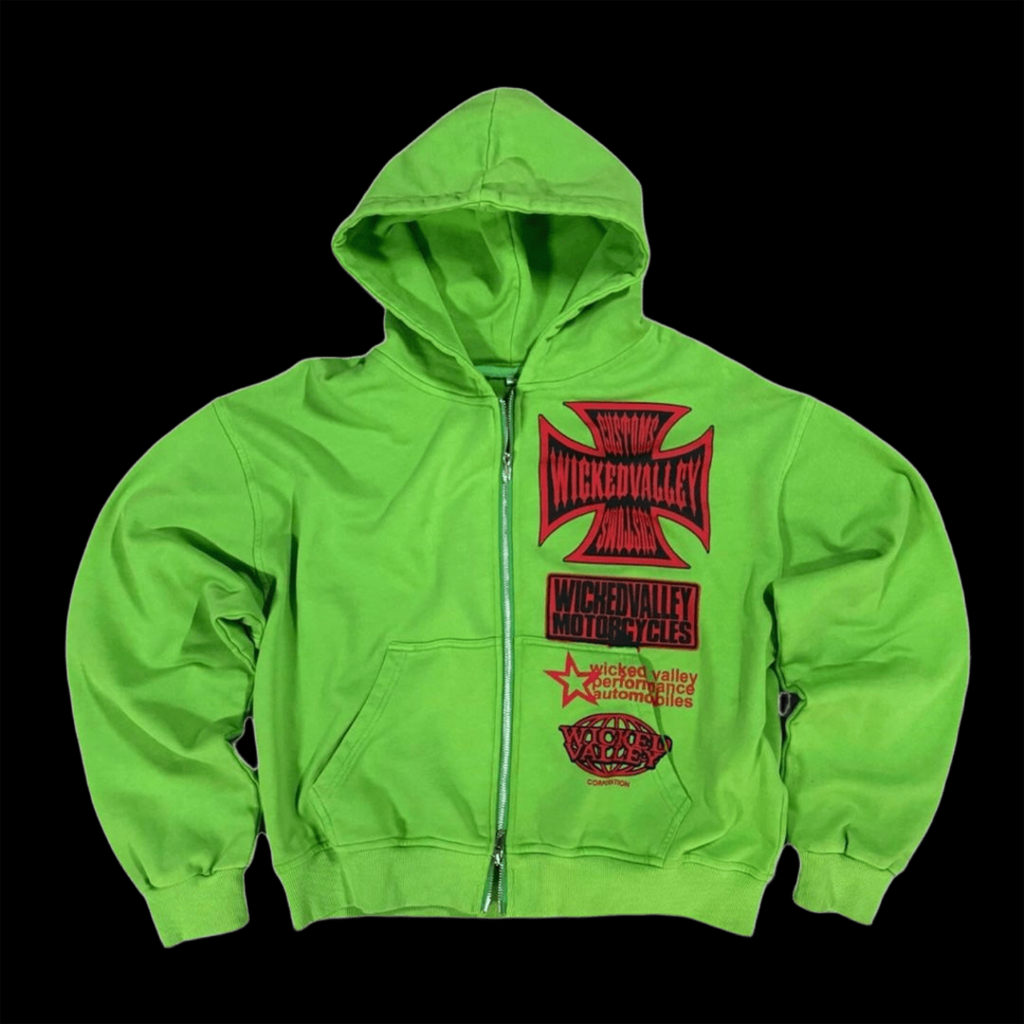 green / red zip up