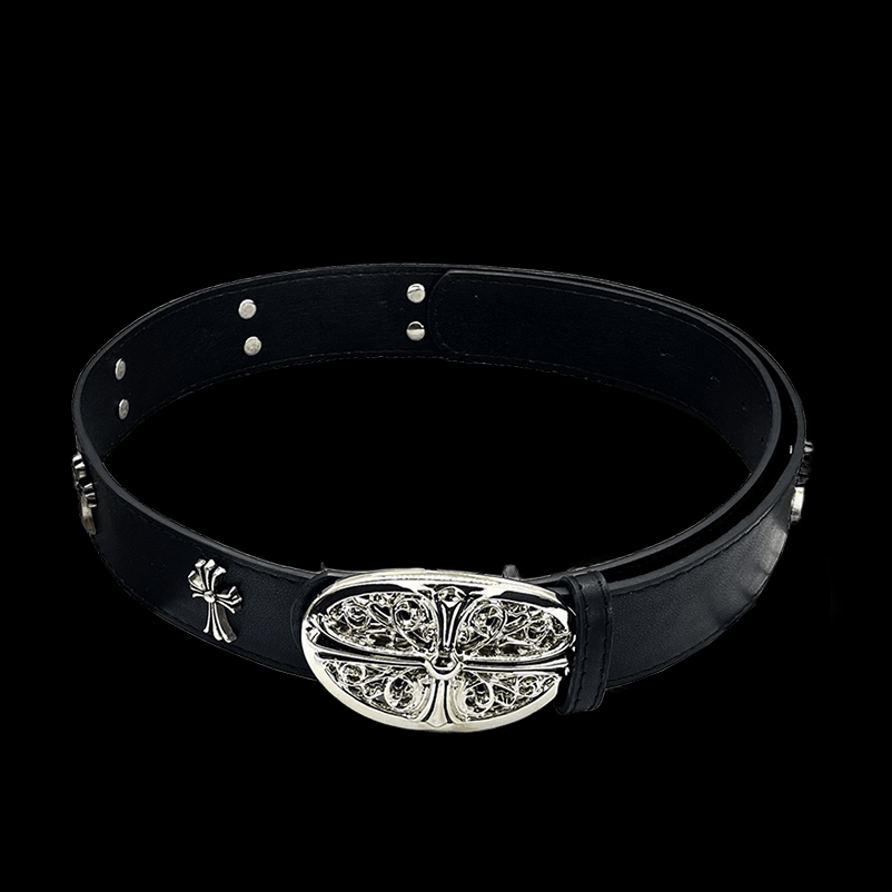 Chrome heart middle cross with metal crosses