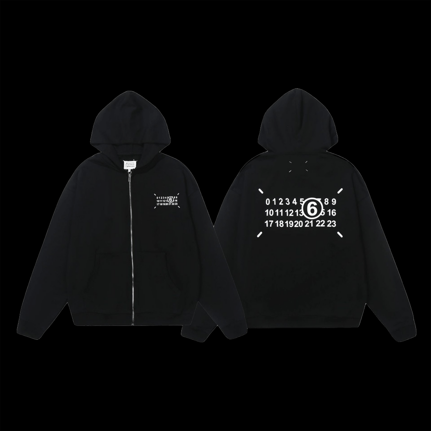 black mm6 zip up