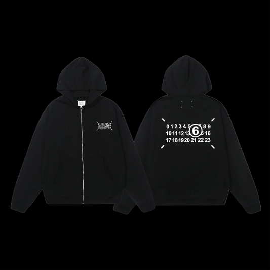 black mm6 zip up