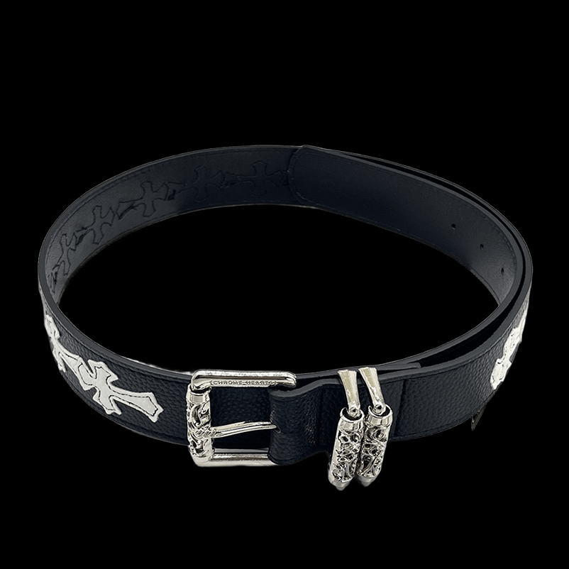 Original chrome heart belt with white crosses