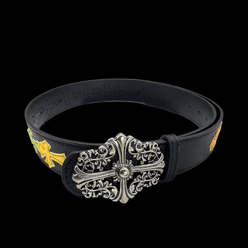 Chrome heart middle cross with Green/ yellow crosses