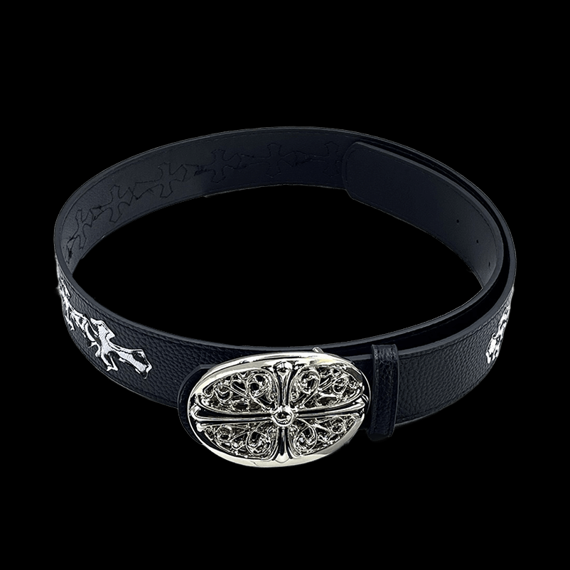 Chrome heart middle cross with cow crosses