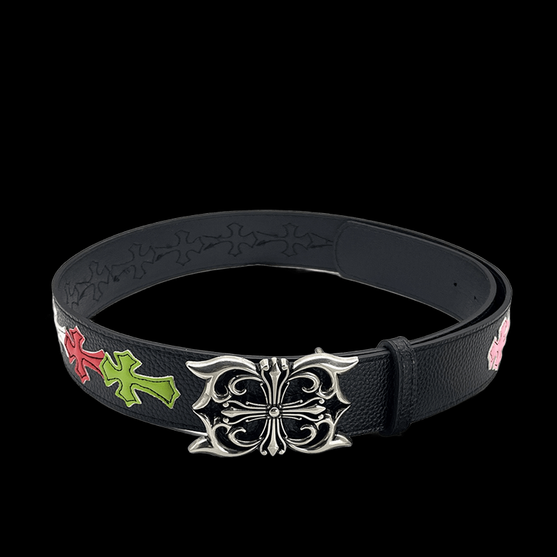 Chrome heart cyber rivets with colorful crosses
