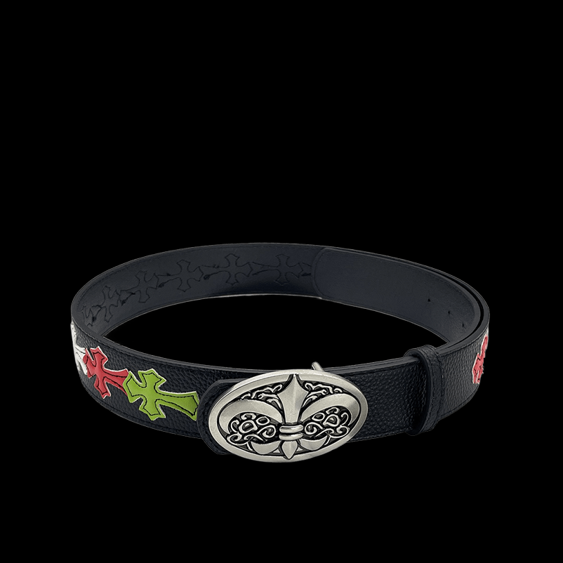Chrome heart cyber rivets with colorful crosses