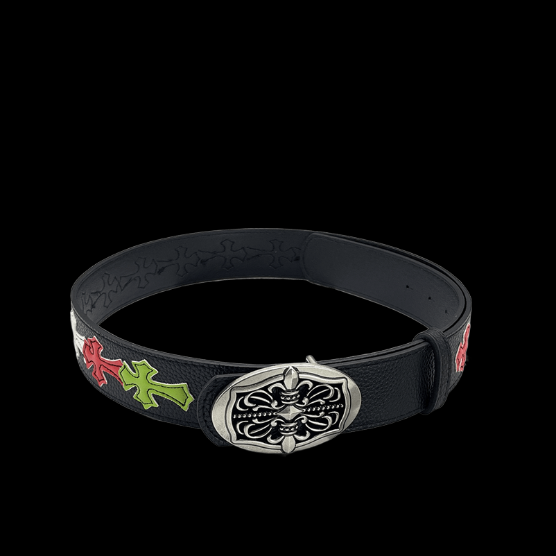 Chrome heart cyber rivets with colorful crosses