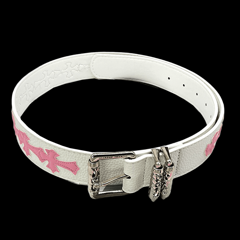 Original white chrome heart with pink crosses