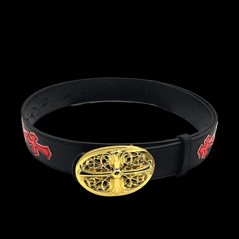 Chrome heart gold middle cross with red crosses