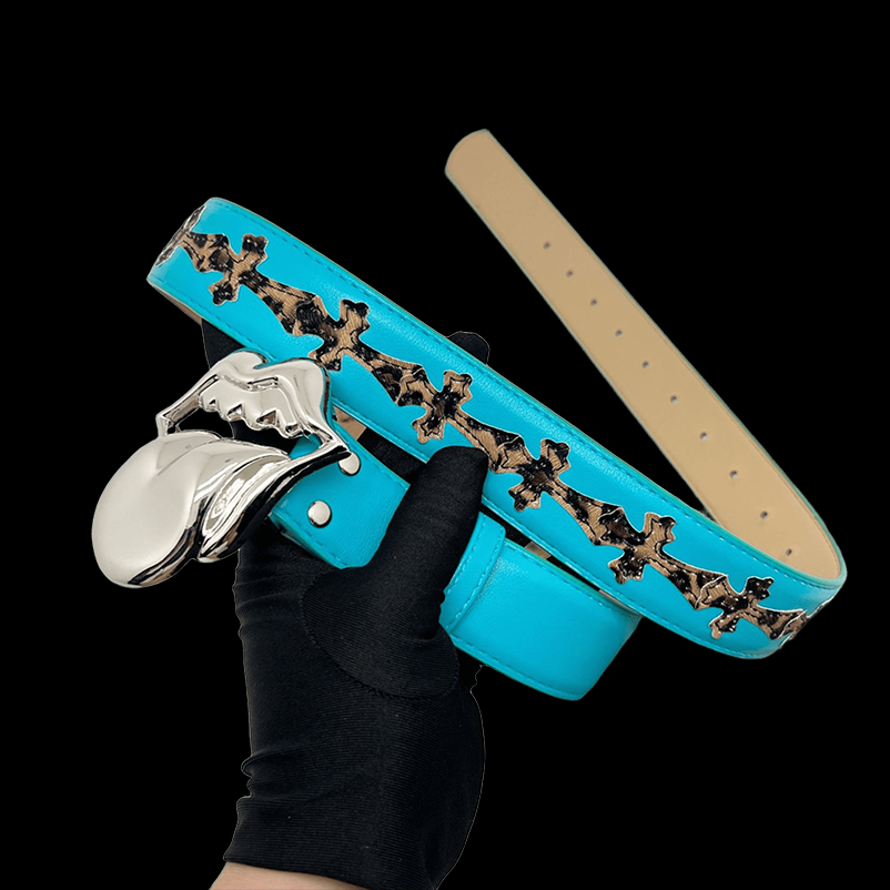 Chrome heart rolling stones blue/brown