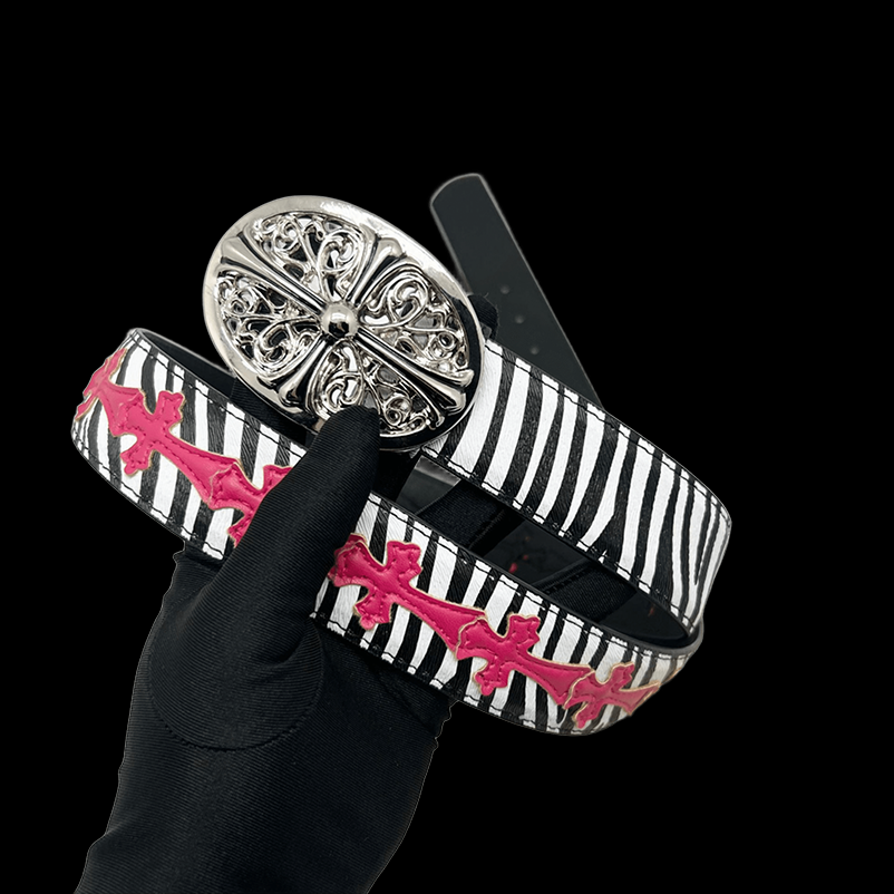 Chrome heart middle cross white cow/pink