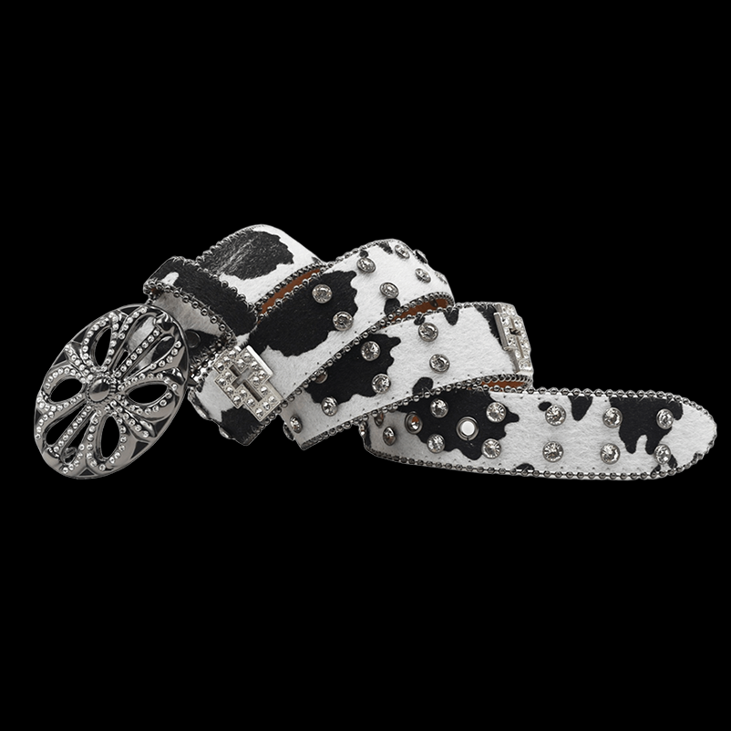 Chrome heart middle cross Pavé Diamonds cow