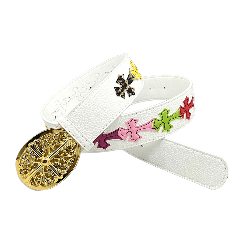 Chrome heart gold middle cross white/multi color