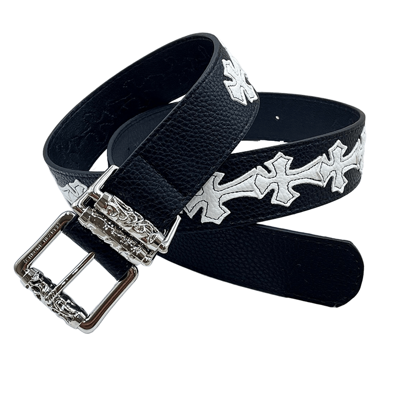 Original chrome heart belt with white crosses