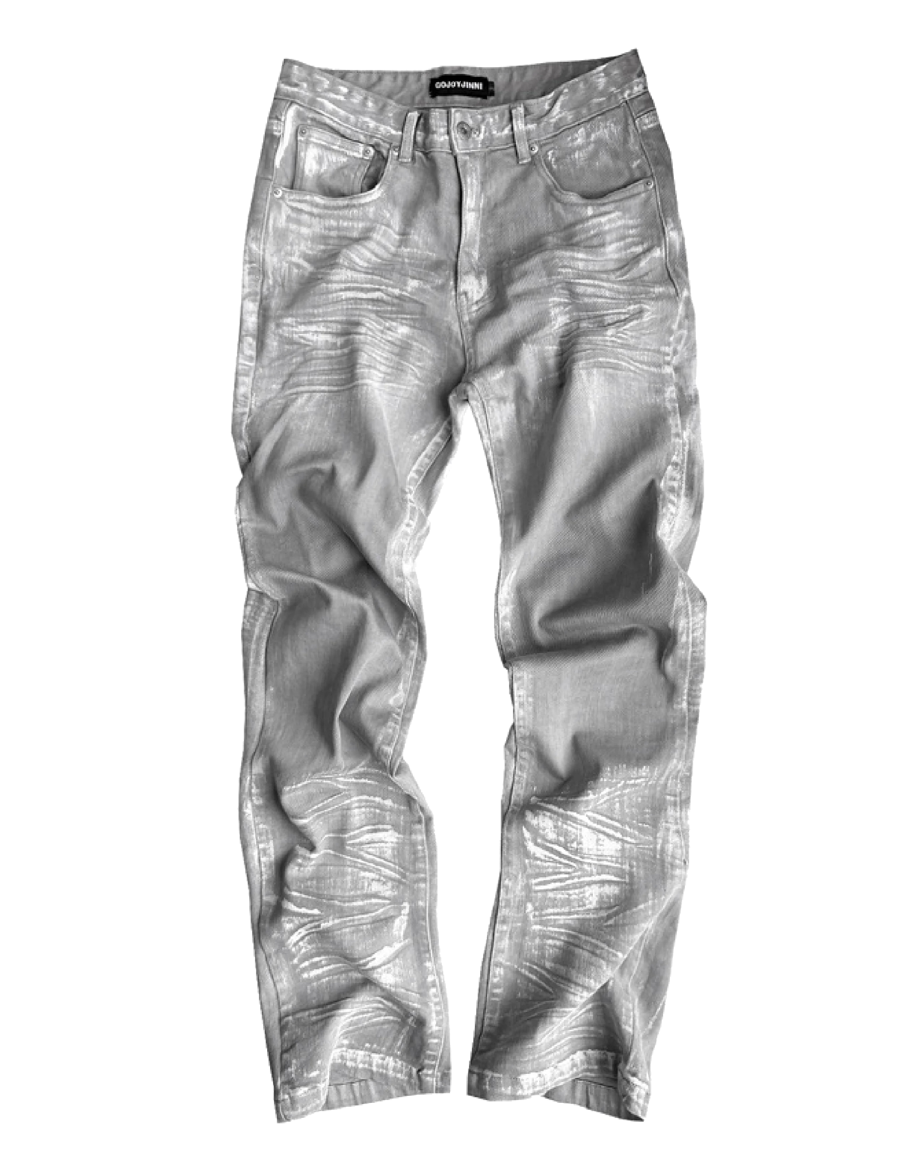 Milky Resin Waxed 3D Whisker Jeans