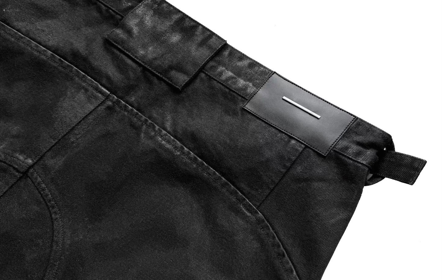 Dark Coated Distorted Seam Jeans