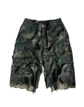Enzyme Washed Camo Patchwork Shorts