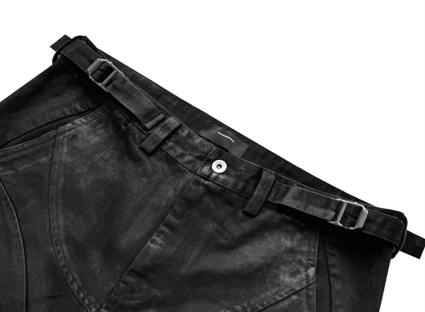 Dark Coated Distorted Seam Jeans