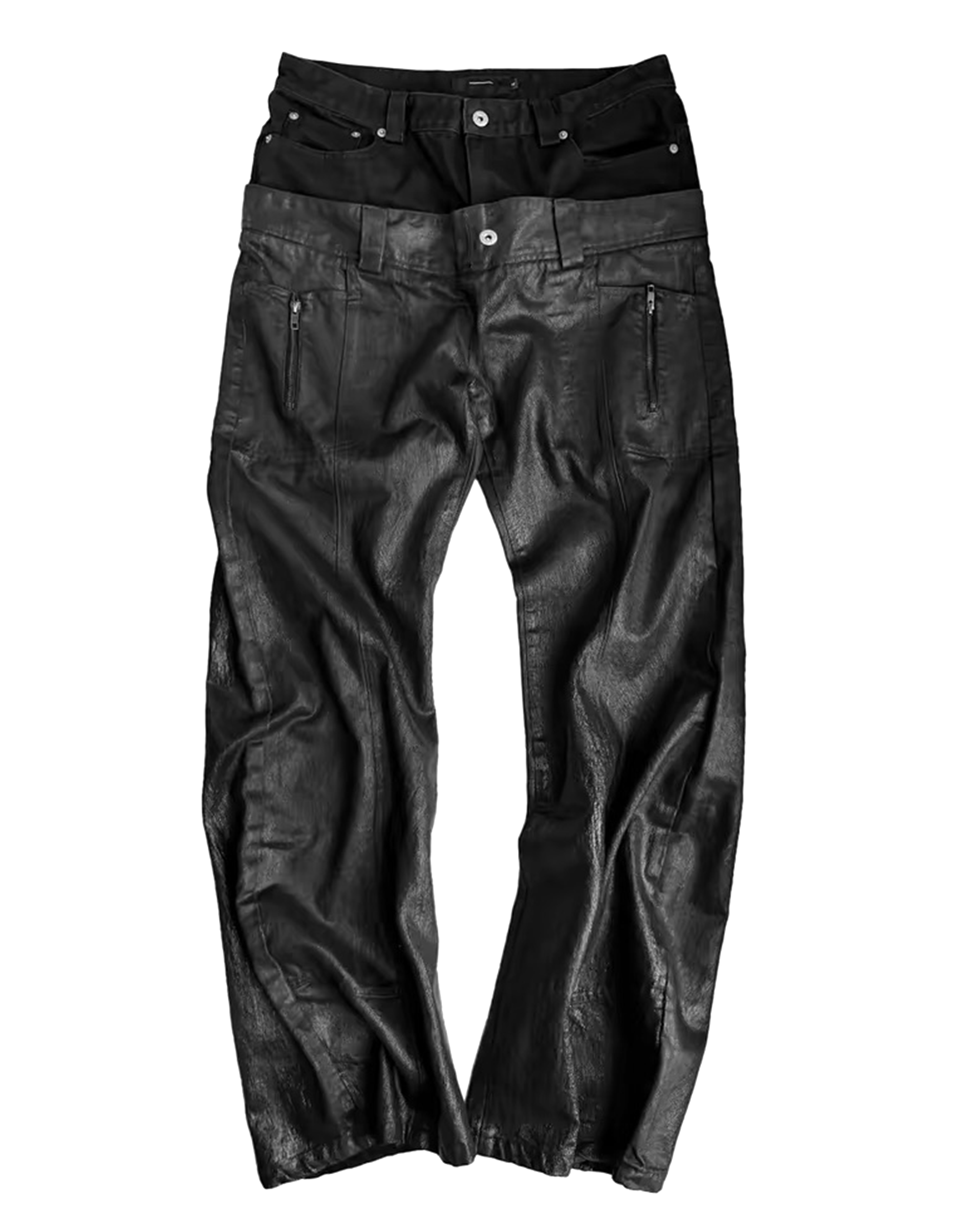 Double Waistband Siro Spun Raw Waxed Jeans