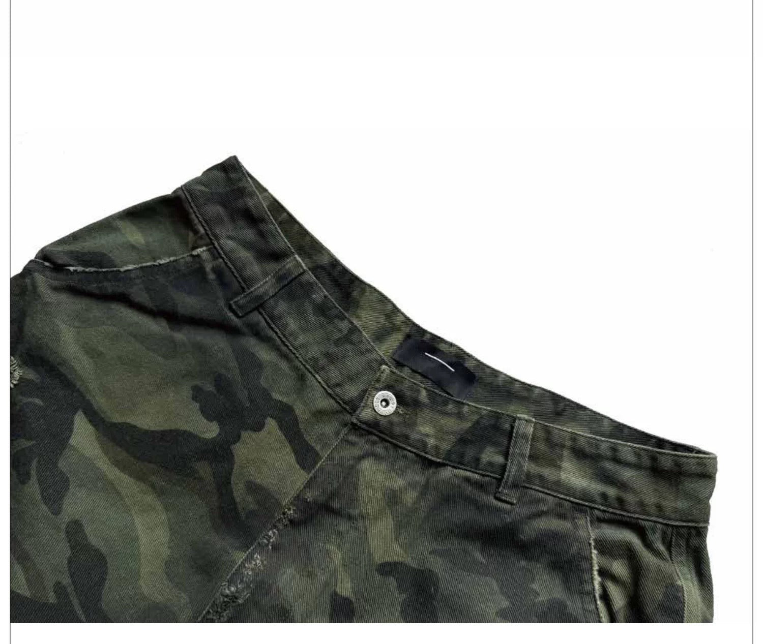Enzyme Washed Camo Patchwork Shorts