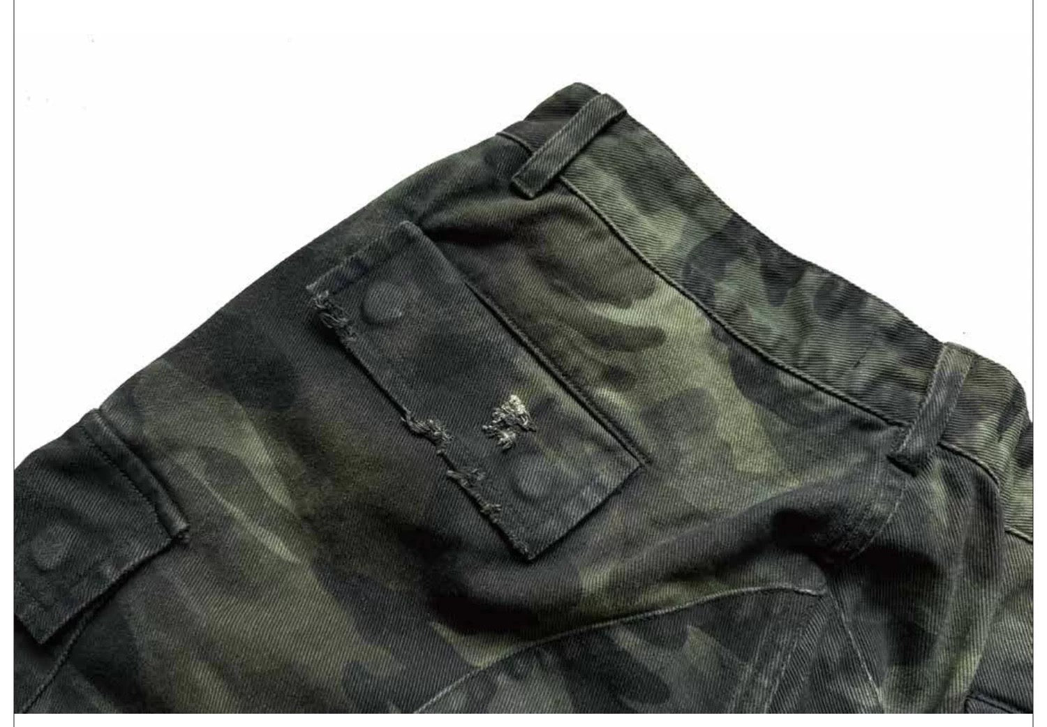 Enzyme Washed Camo Patchwork Shorts