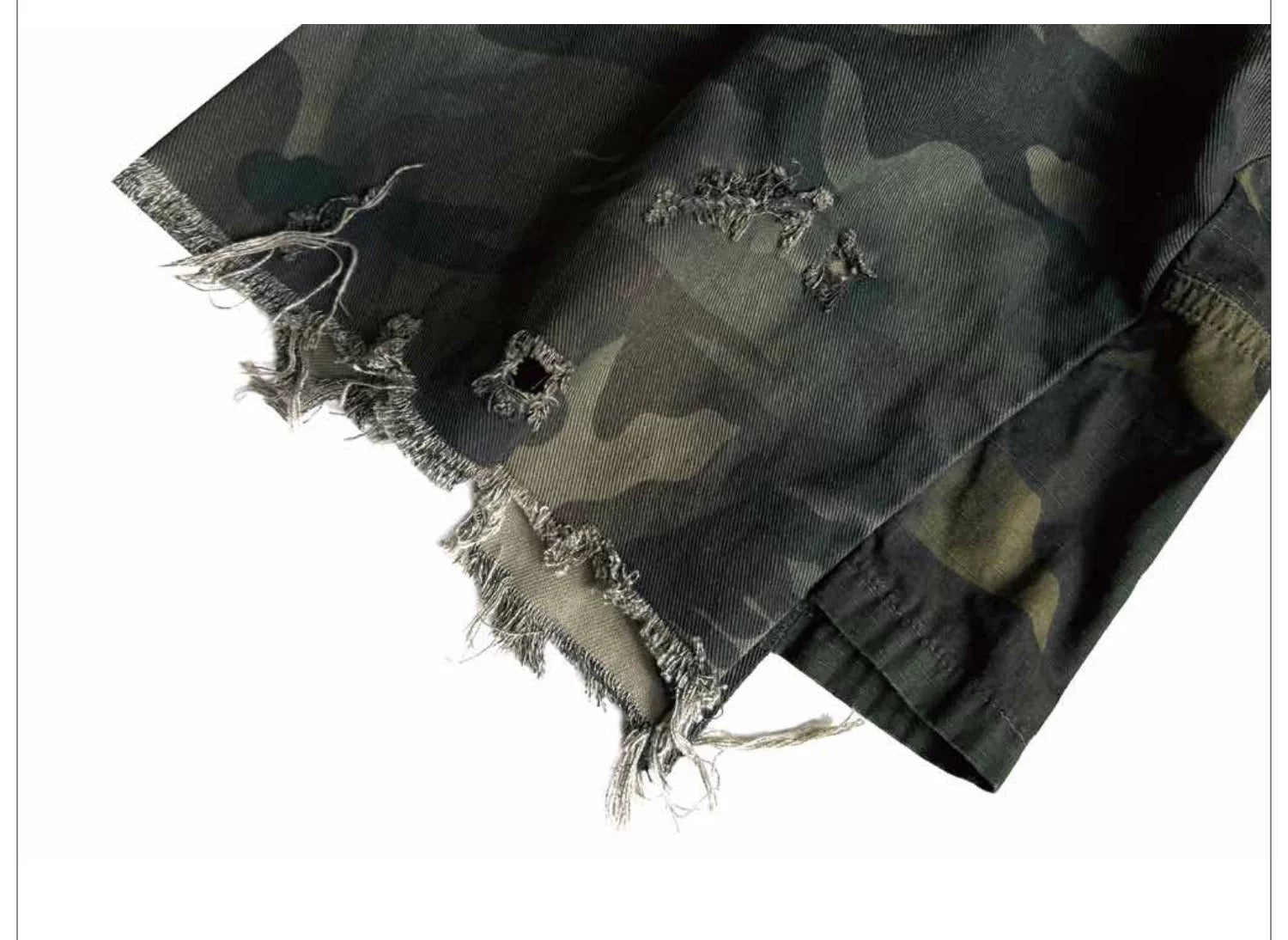 Enzyme Washed Camo Patchwork Shorts