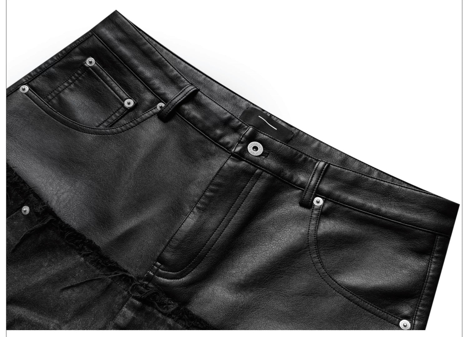 Double Waist Waxed Destroyed Jeans