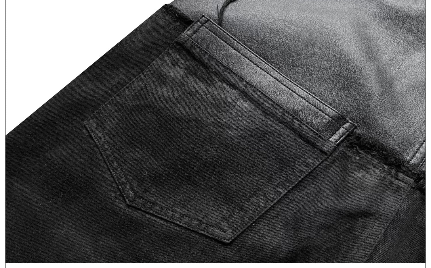 Double Waist Waxed Destroyed Jeans