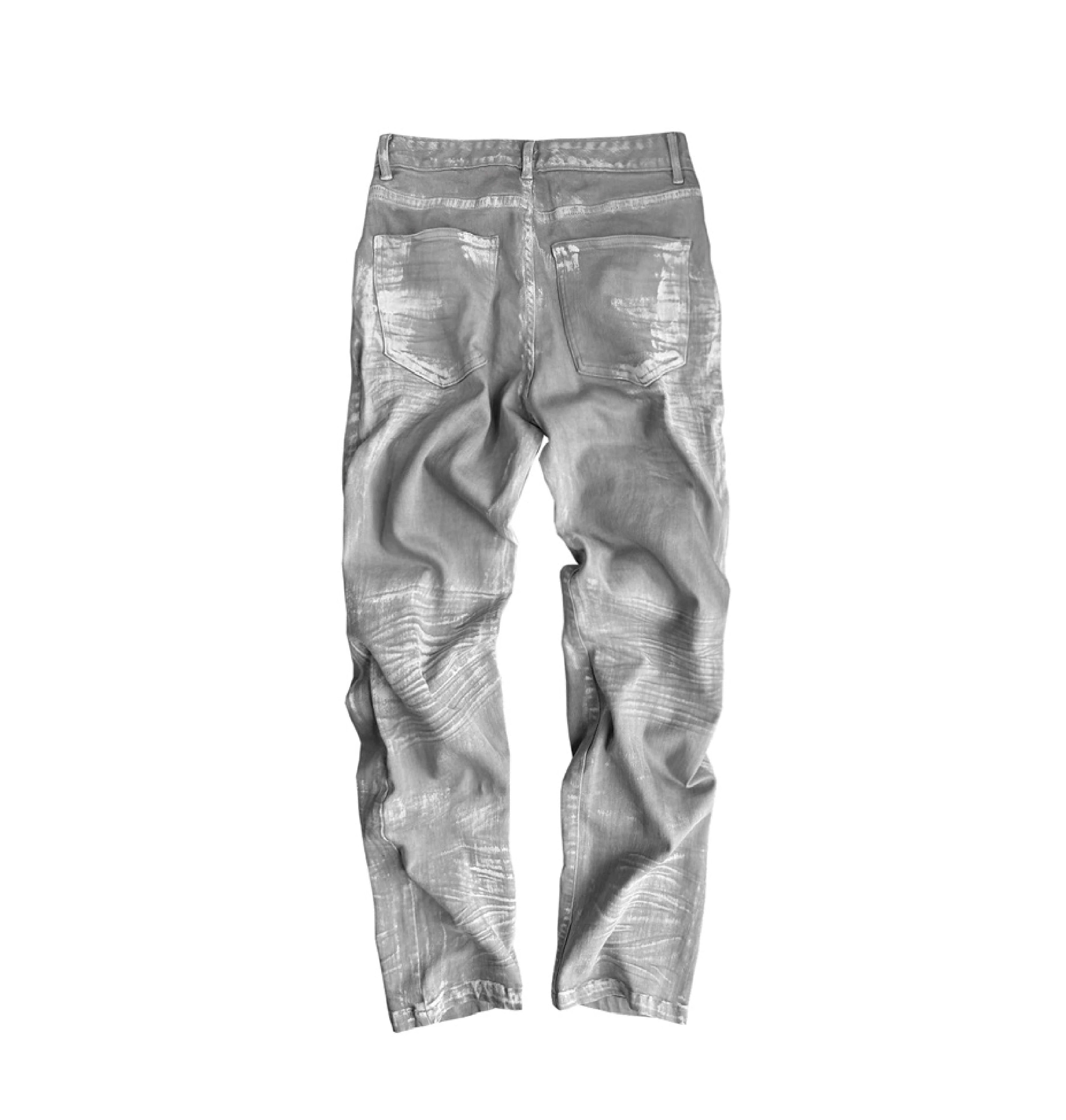 Milky Resin Waxed 3D Whisker Jeans