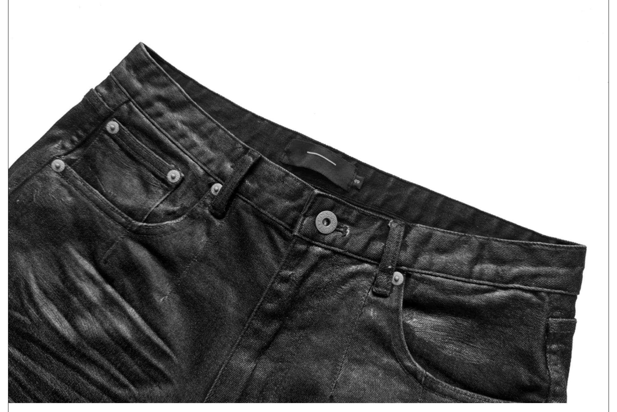 Rubber Coated 3D Whisker Jeans