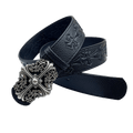 Chrome heart middle cross with engraved crosses black