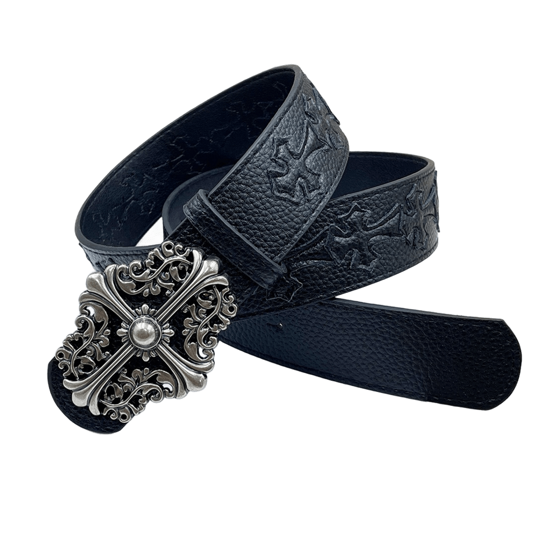 Chrome heart middle cross with engraved crosses black