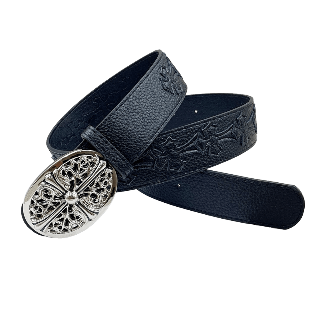 Chrome heart middle cross with engraved cross black